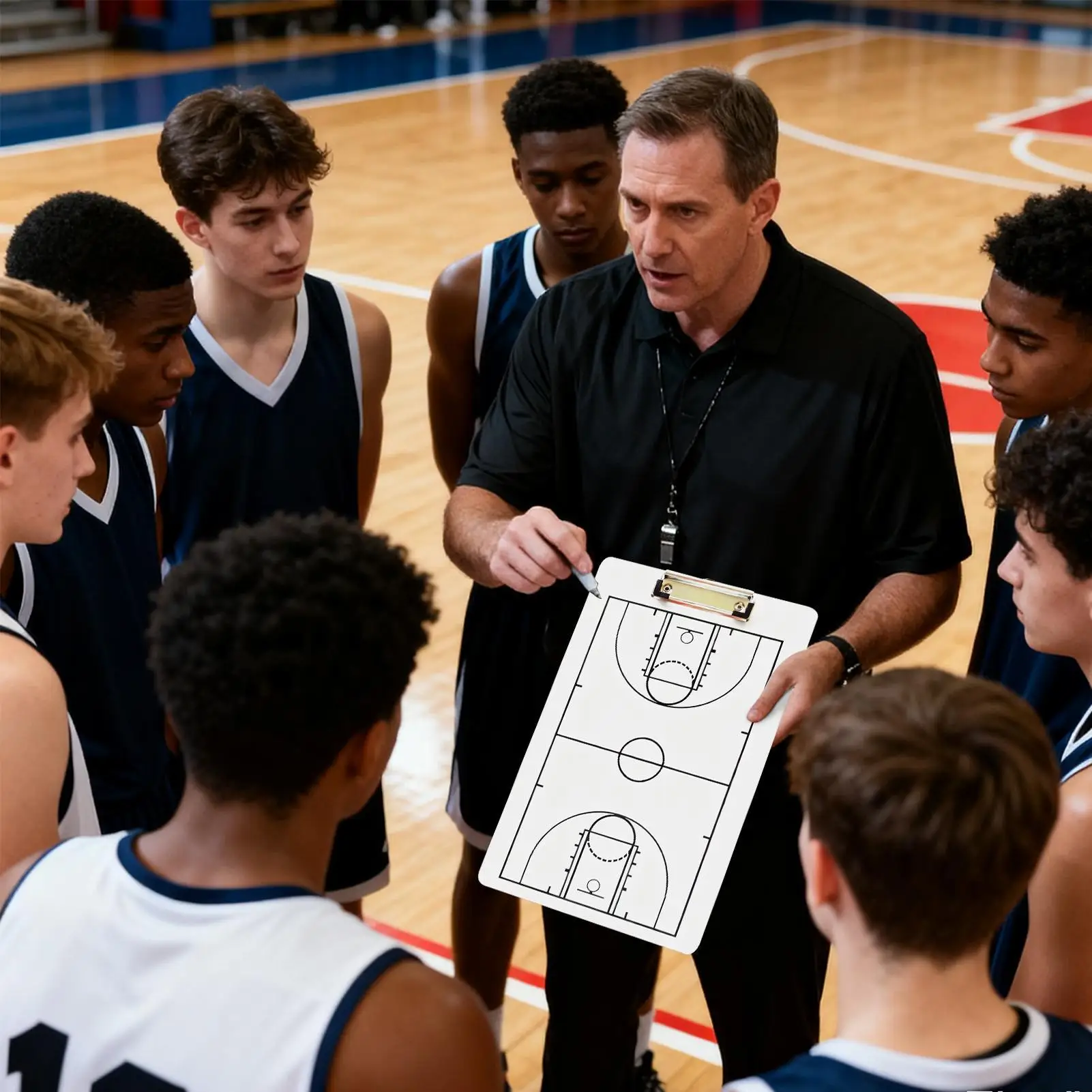 Portapapeles de entrenamiento de baloncesto, pizarra blanca de borrado en seco de doble cara con marcador para tácticas de competición de entrenamiento deportivo