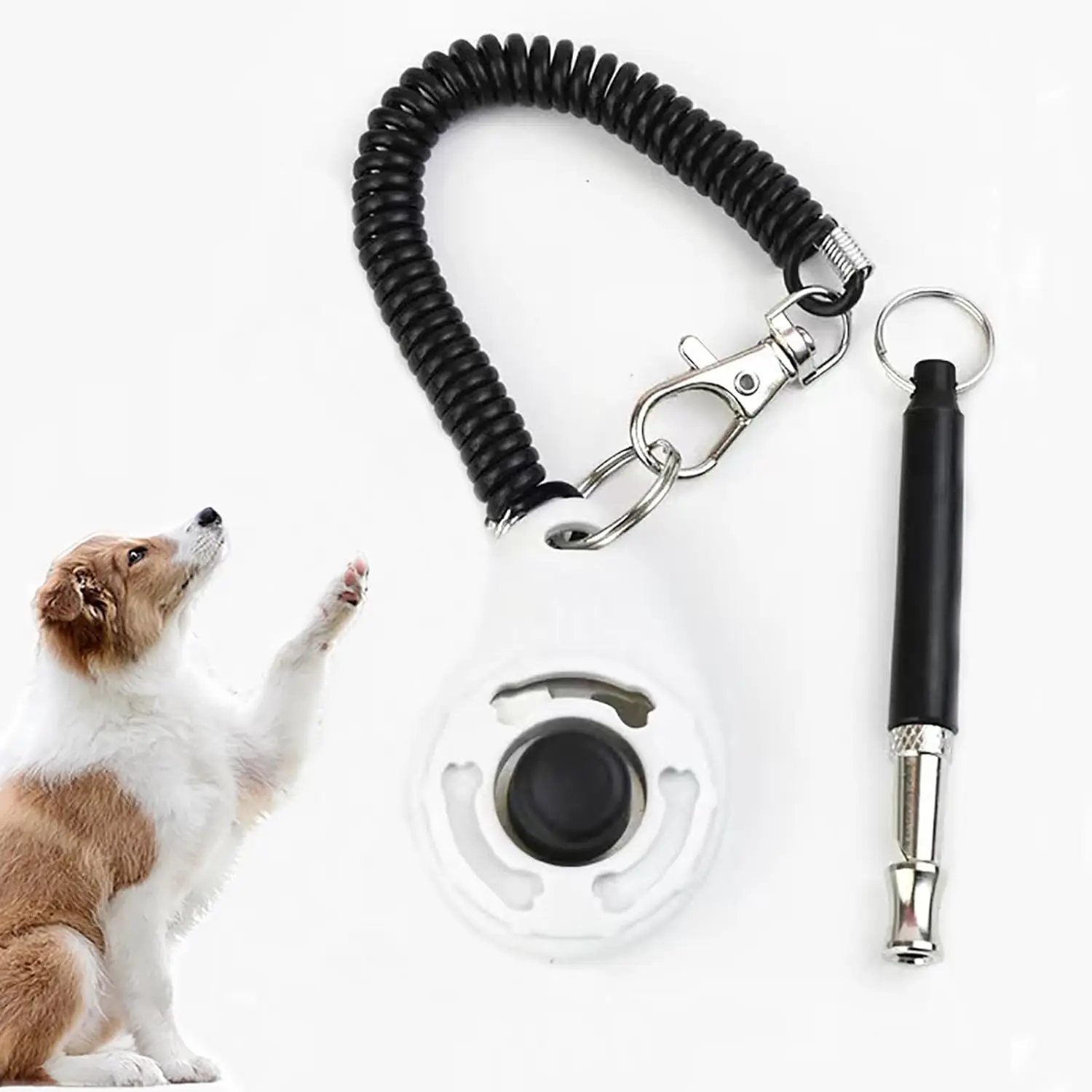 Dog Whistle Set of a Premium Quality Adjustable Frequency Dog Whistle and a Dog Clicker, Ultrasonic Dog Whistle to Stop Barking