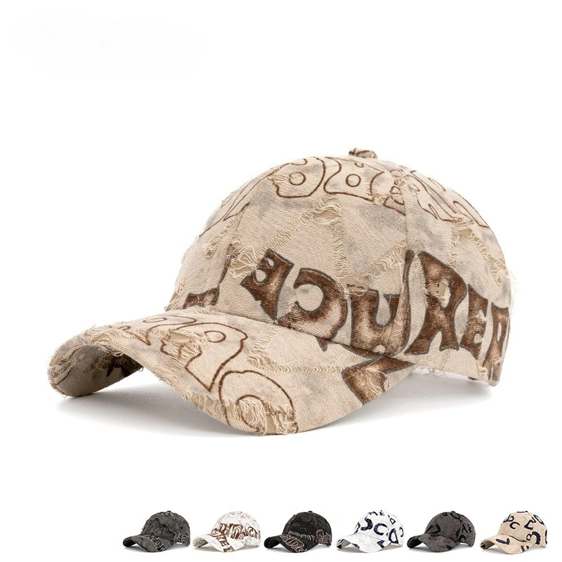 

Бейсбольная кепка с буквенным граффити для женщин, модные потертые шапки в стиле ретро для мужчин, дышащая солнцезащитная шляпа, весенне-осенние кепки
