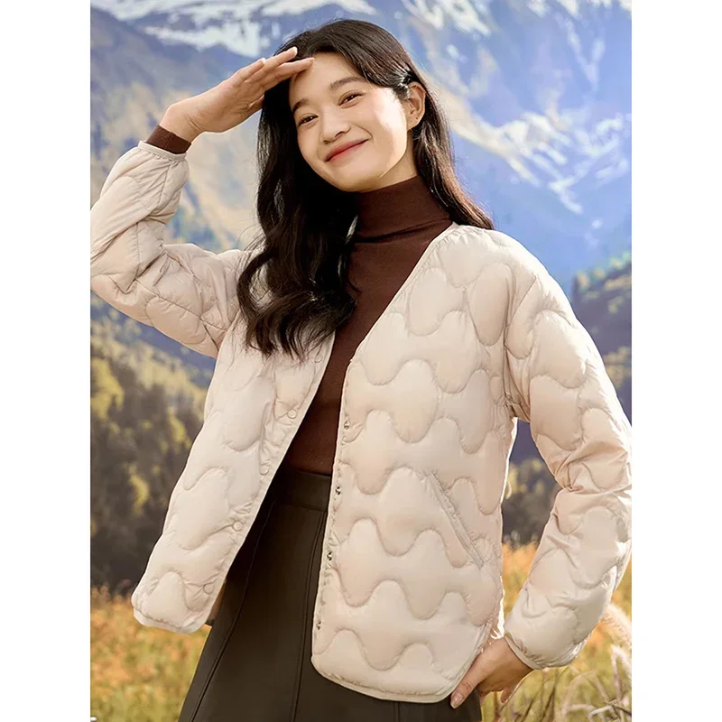 Schinteon Women 90% Down Jacket Casual Autumn Winter Thin Jacket Korean Style Light White Duck Down Warm Inside Coat 2024 New