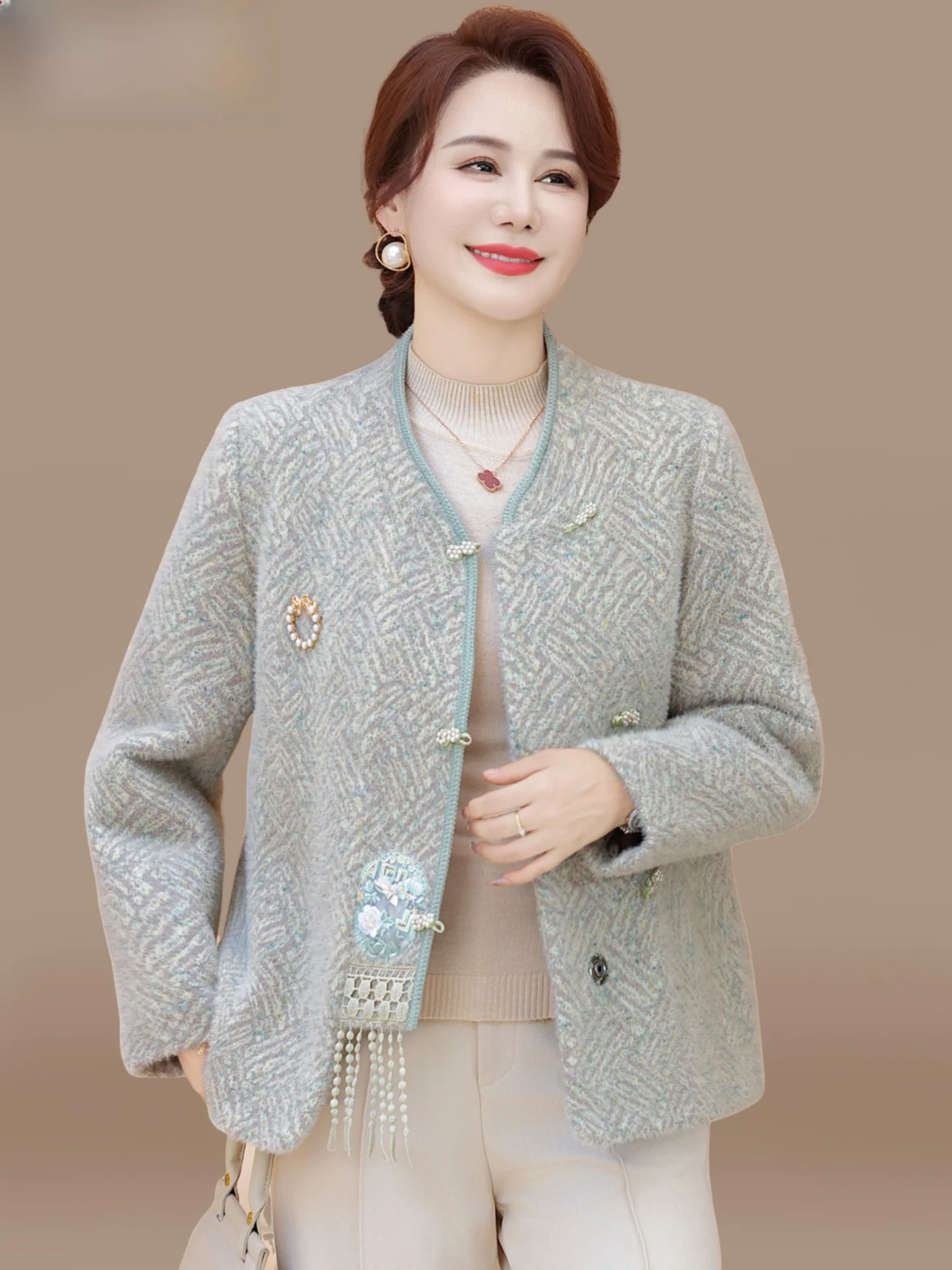 

New Chinese Sle Women's Woolen Coat Autumn Winter Faion Lady Brand Top Spring Autumn Long Coat for Middle-Aged And ly