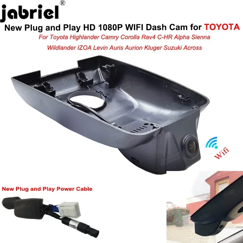 Plug and Play 1080P Wifi Car DVR Dash Cam For Toyota Rav4 CHR Highlander Camry Corolla Sienna Alpha 2019 2020 2021 2022 2023