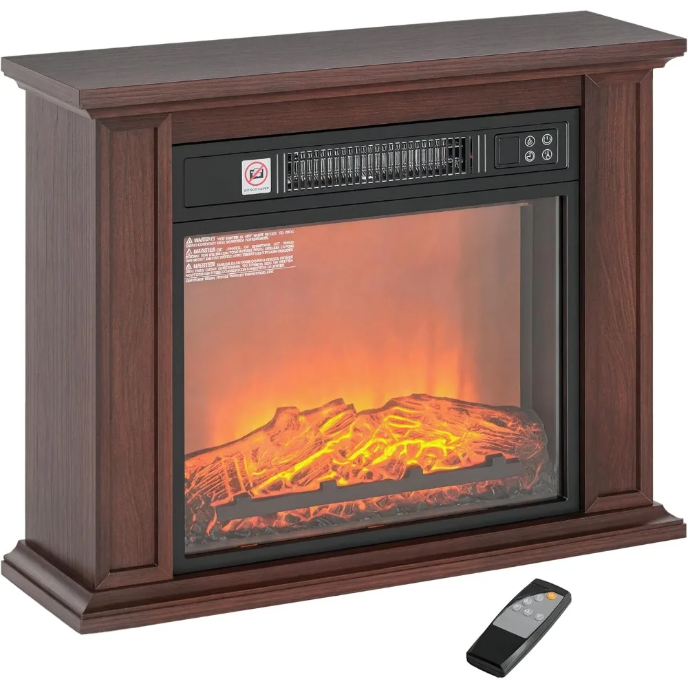 

HOMCOM 26 Electric Fireplace with Mantel Surround, 1400W Replaceable Fireplace Insert Heater with Realistic Log, Adjustable Flam