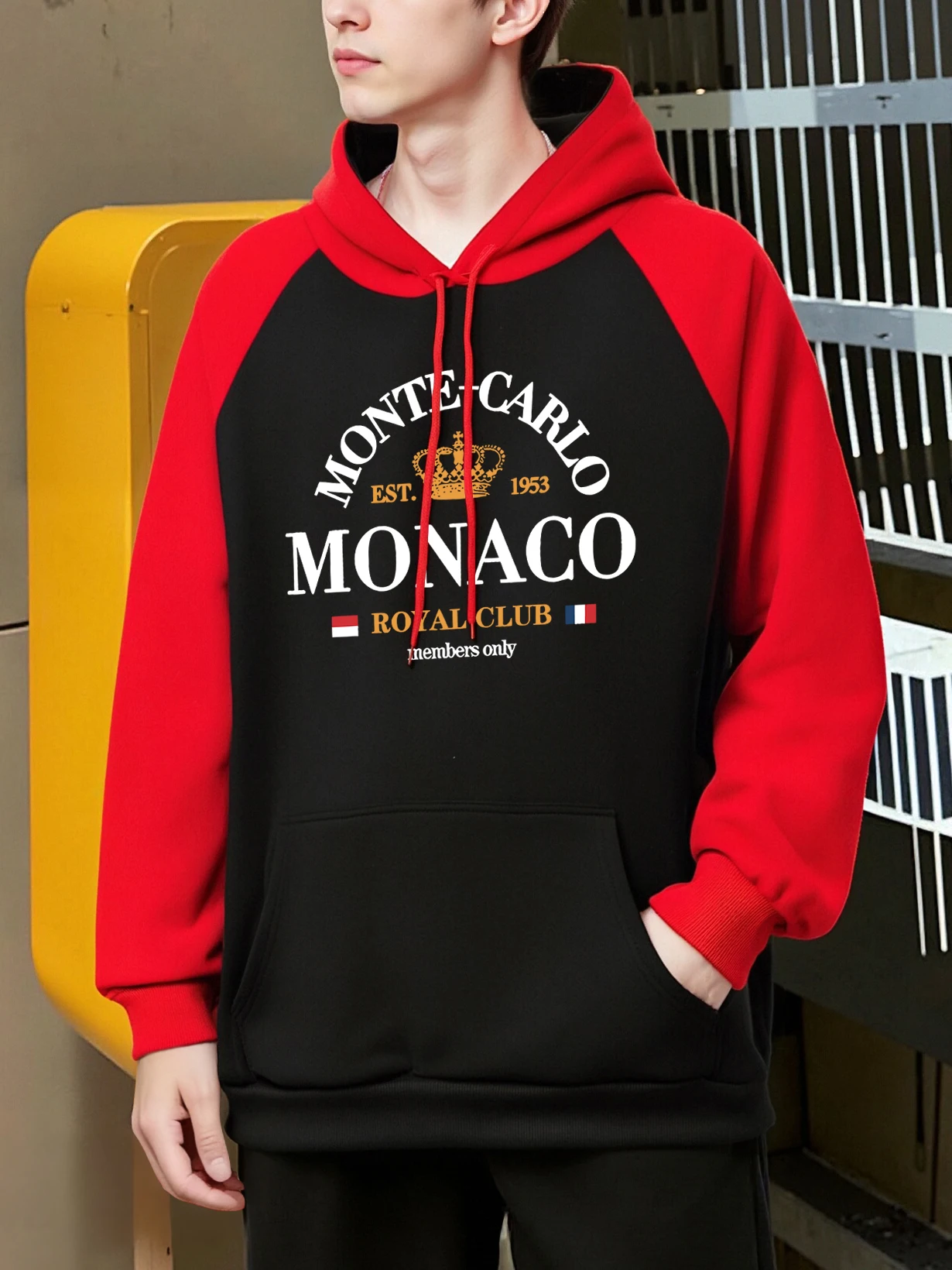 مونتي كيرلو موناكو نمط الرجال موضة راجلان هوديي الخريف الشارع الشهير جيب بلوزات غير رسمية الذكور الصوف فضفاض