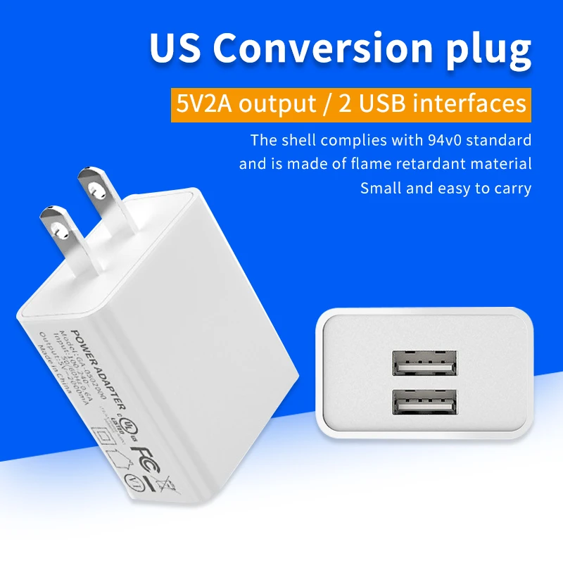 American Travel Adapter Conversion Plug 2A USB Charger Fast Charging Source Mobile Phone Charger In Mexico and Philippines