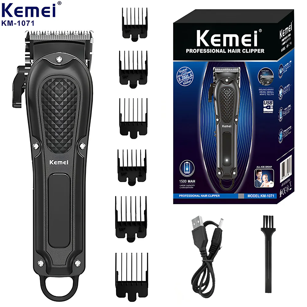 Kemei Rechargeable Hair Clipper Machine Electric Hair Trimmer Beard Professional Edge Hair Cutting Machine For Men Salon