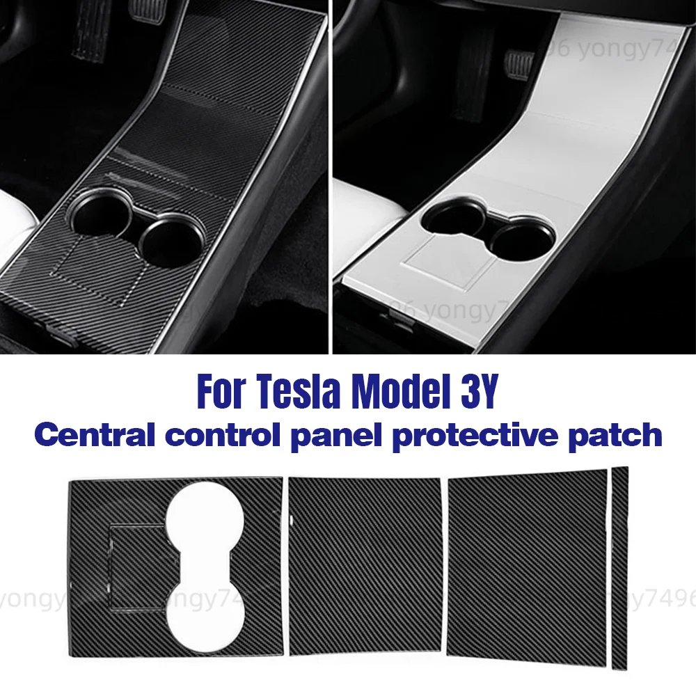 Car Upgrade For Tesla Model 3 Y 2017-2020 ABS Carbon Fiber Center Console Cover Trim Sticker Interior Decoration Accessories