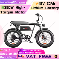 Electric Bicycle 250W Motor 48V15AH Lithium Battery Hydraulic Brake Motorcycle Electric Bike  20*4.0-In Fat Tire Off-Road E-bike