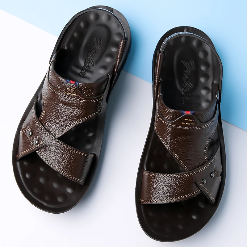 Men's Summer Outdoor Sandals Double Use Comfortable Casual Slip-On Anti-Slip Soft Sole Breathable Wear-Resistant Beach Shoes1884