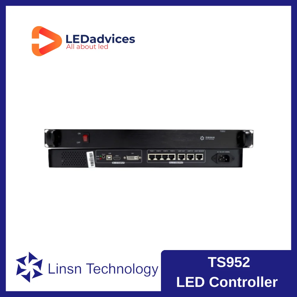 Linsn TS952 Sending Box LED Screen Controller 4 Ethernet Ports Full Color Outdoor Indoor Fixed Rental Panel 2.6 million pixels