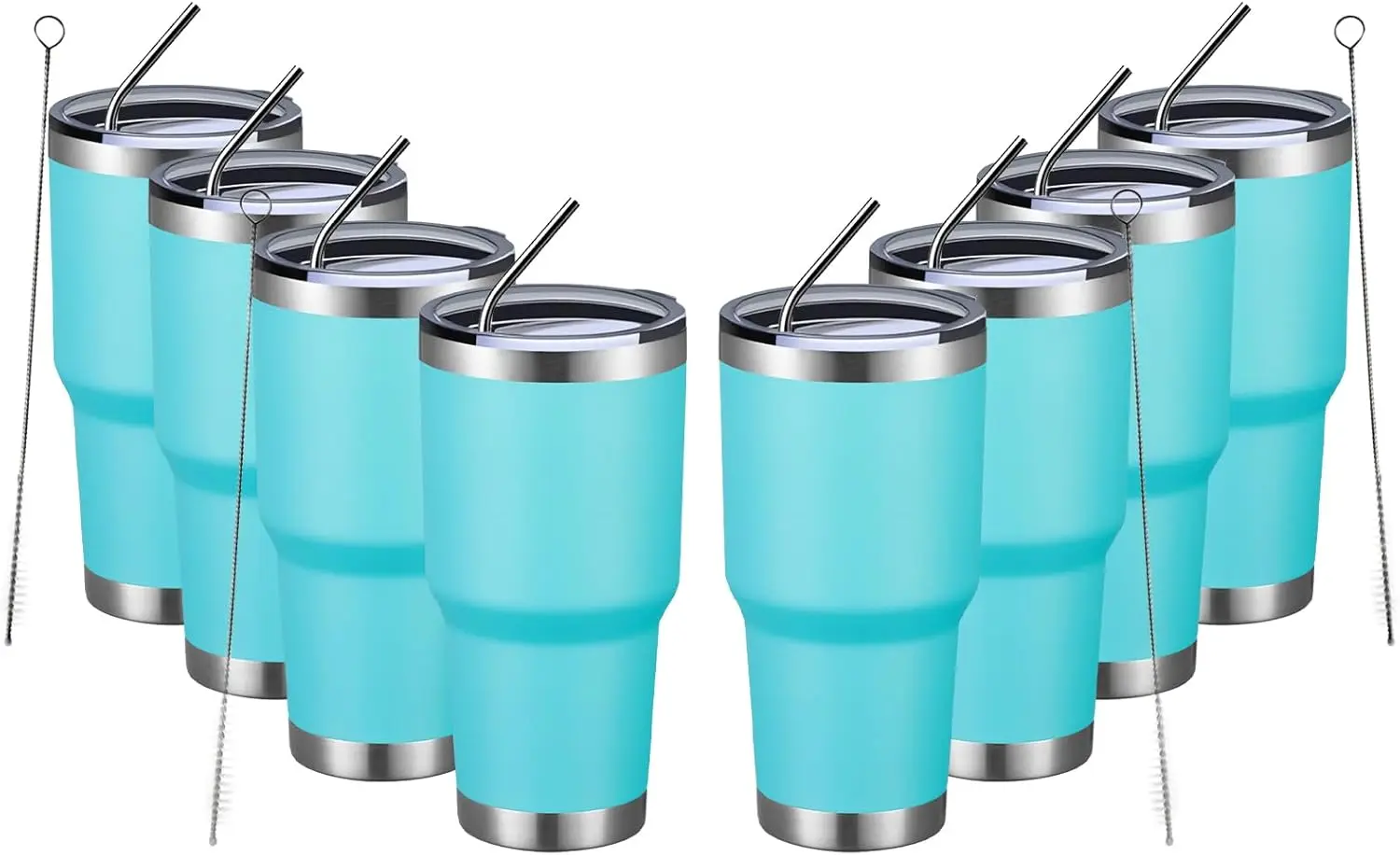 

Insulated Tumbler 30oz with Lids and Straws, Stainless Steel Double Vacuum Coffee Cup, Durable Powder Coated for Cold & Hot