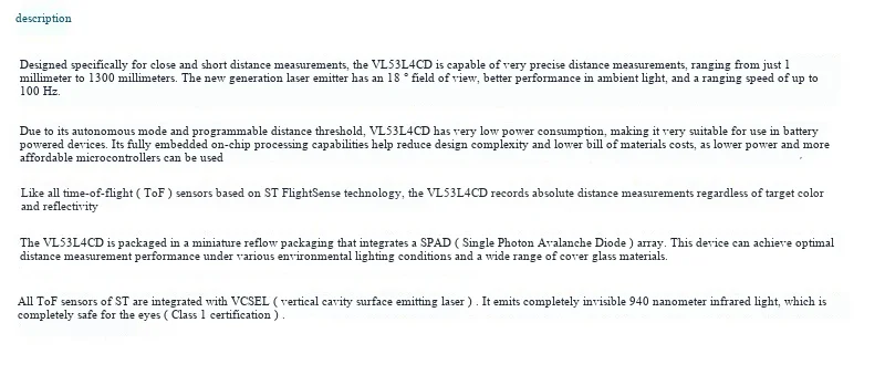 VL53L4CD Hochpräziser Näherungs- und Distanzsensor Hochleistungs-Näherungssensormodul – Detail 3