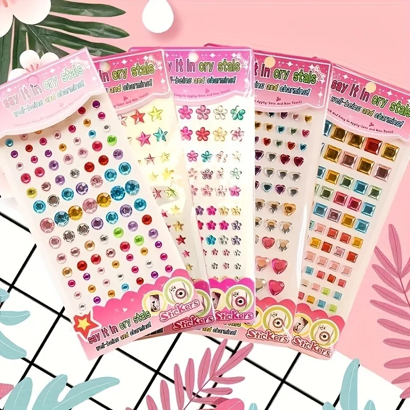 Self-adhesive Rhinestone DIY Stickers - Colorful Acrylic Gemstone Glitter Stickers, Multi-functional Reusable Craft Stickers