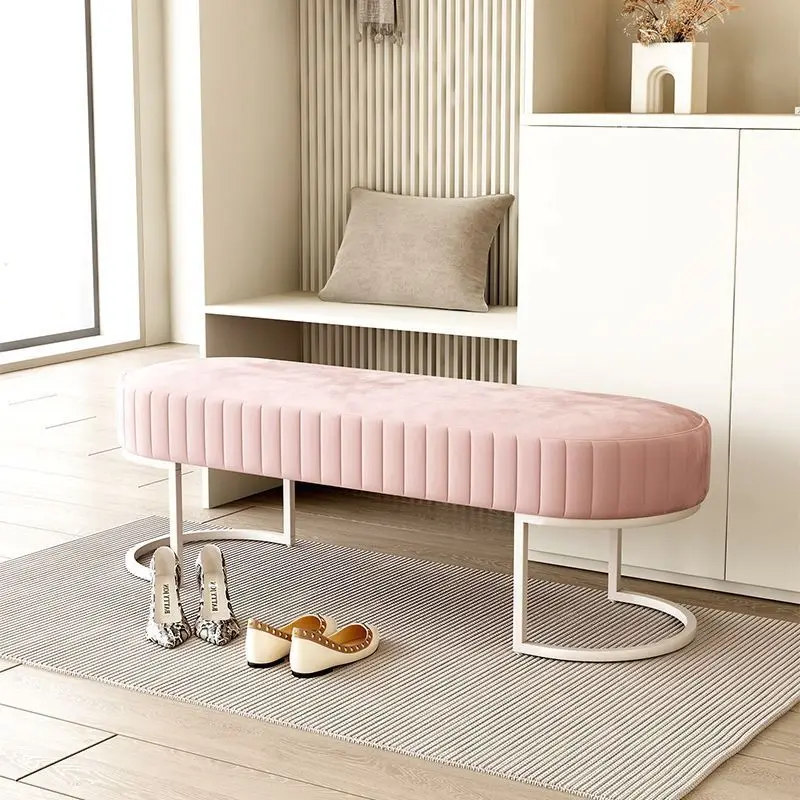

Modern fabric footstool long sofa stool luxury home creative entrance corridor shoe changing stool fitting room chair
