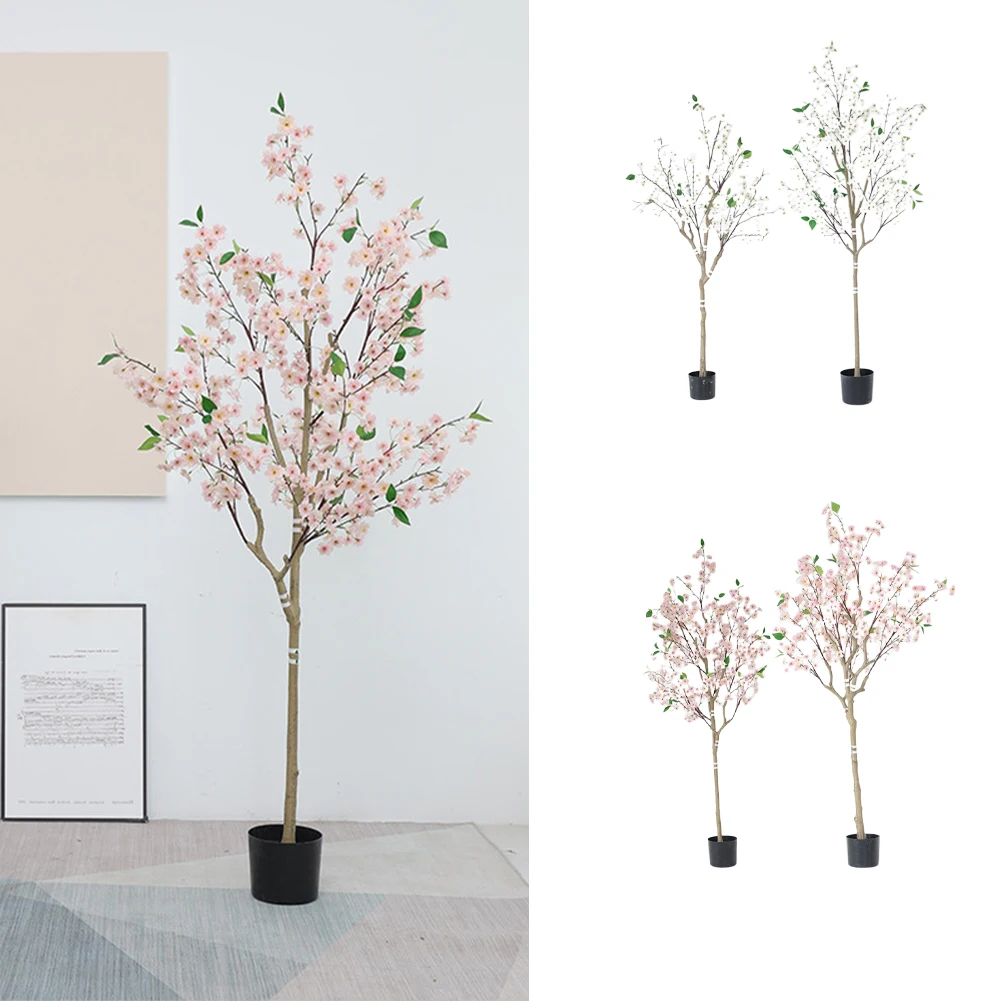 

Cherry Blossom Artificial Tree, Realistic Potted Silk Faux Cherry Blossom Tree, Indoor Simulation Tree For Garden Party Wedding