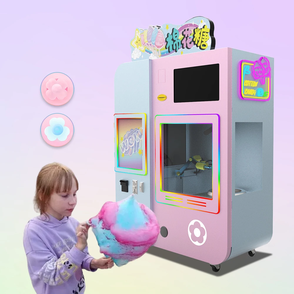 Big size powerful large candy cotton making robot small footprint maker vertical cotton candy machine