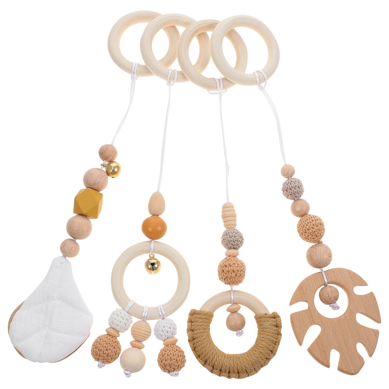 

4 Pcs Leaf Children's Hanging Toys Stroller Decor Pendant Game Pad Interesting Baby Wood Crib