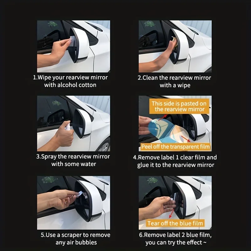 2 قطعة مرآة الرؤية الخلفية للسيارة واقية مقاومة للمطر ومضادة للغشاء ملصق سيارة ملحقات الحماية