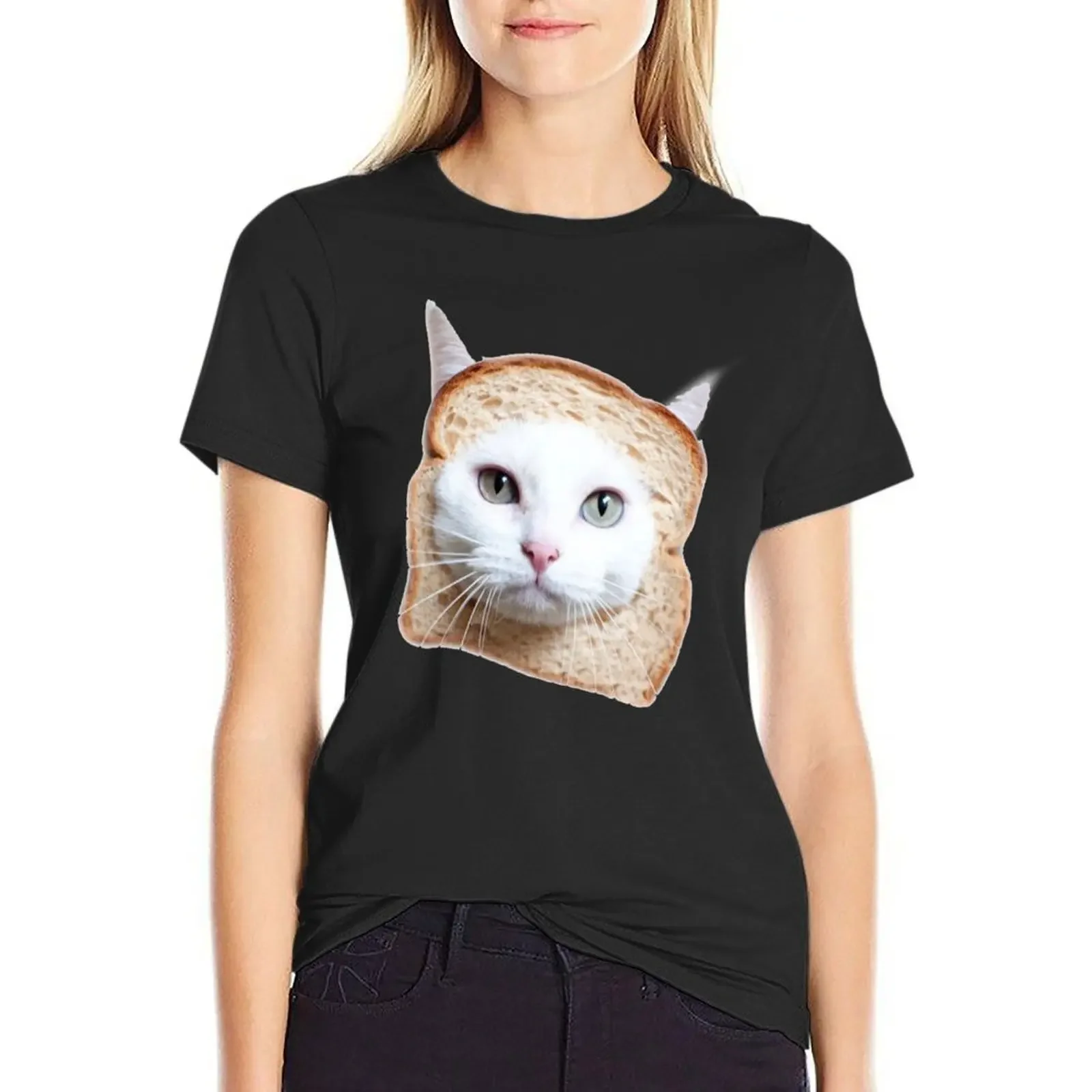 

Футболка Bread Cat больших размеров, быстросохнущие быстросохнущие футболки для женщин, футболки с рисунком