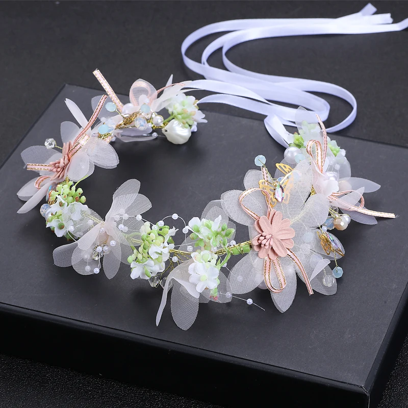 Pearl Flower Headband Bridal headdress Wedding Crown Fashion The wreath bracelet Band Tiaras Crystal Headpiece Hair Jewelrys