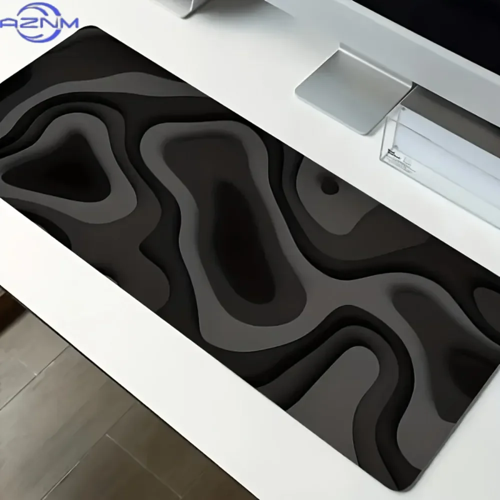 Large Mouse Pad Durable Fiber Rubber Desk Mat Anti Slip Gaming Office Table Mat Extended Black Gray Swirl Computer Pad