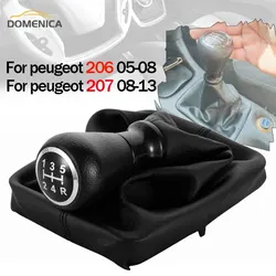 Perilla de palanca de cambios de 5 velocidades, palanca de cambios, palo de balonmano, cubierta de bota para Peugeot 206, 207, accesorios interiores de coche de alta calidad