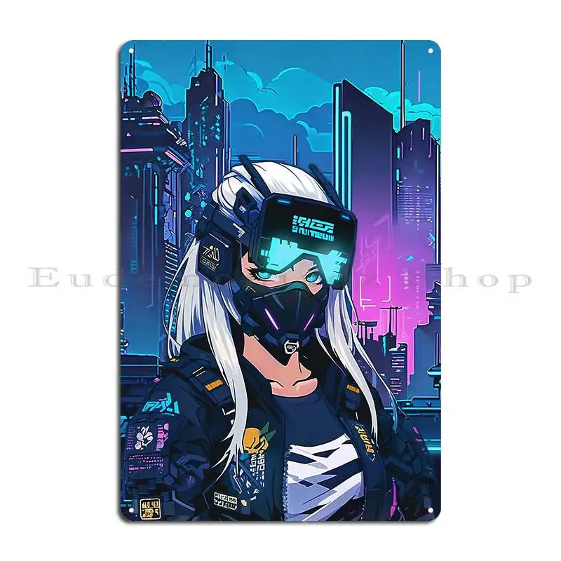 Cool Hacker Girl Metal Plaque Poster Personalized Club Wall Decor Wall Decor Designing Tin Sign Poster