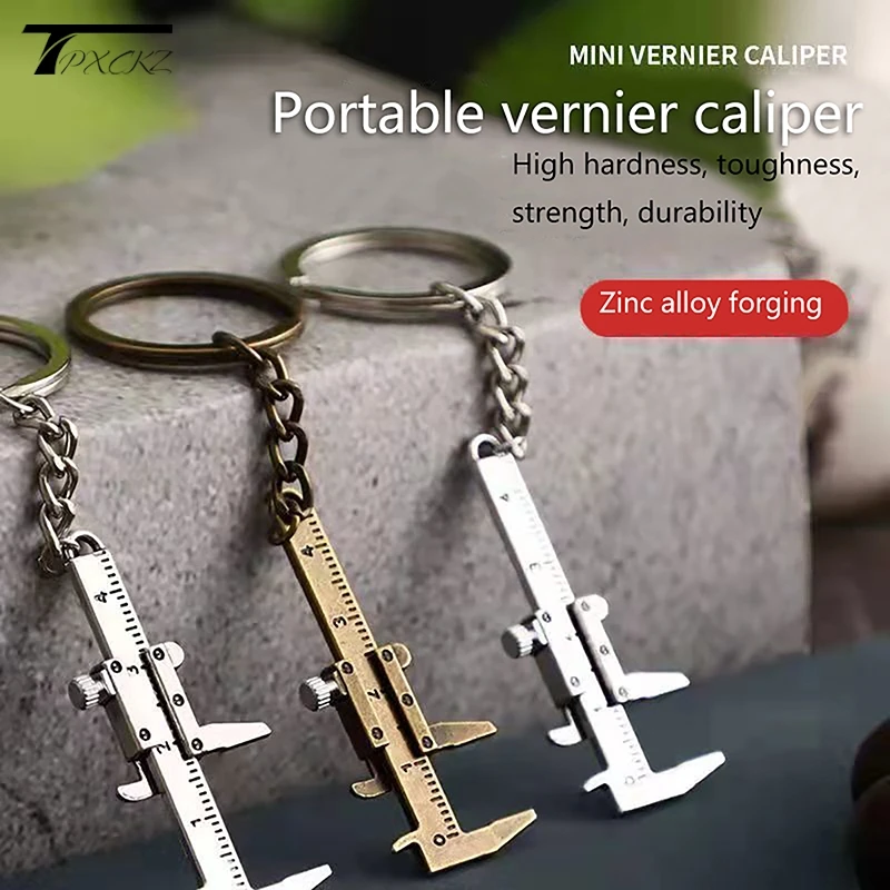 Mini Folding Magnifying Glass Vernier Caliper Portable Keychain Measuring Tools Small Reading Aid Fashion Car Key Accessories