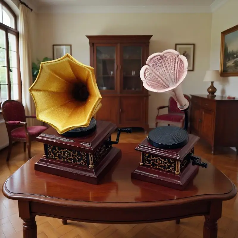 

Dollhouse Vintage Phonograph Miniatures Model Living Room Accessories Of Doll House Decor Kids Pretend Play Toys Ornaments Gifts