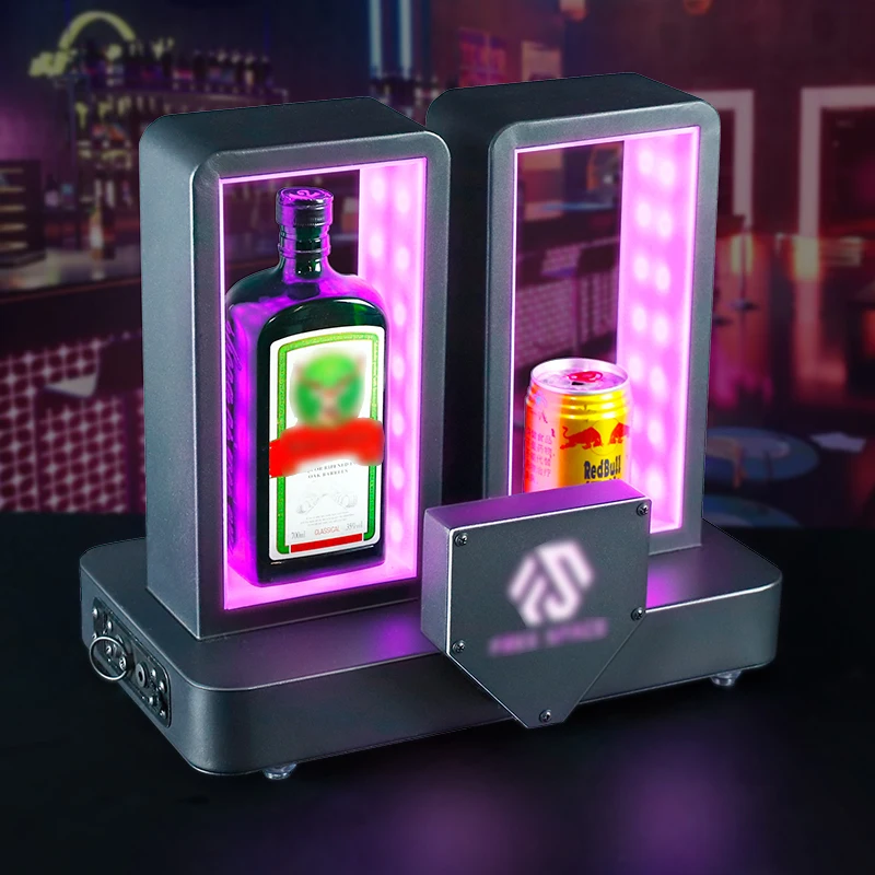 Rechargeable Flash Led Recyclable Eco-Friendly Plastic Bottle Presenter Factory Customization Display Stand Glow Presenter