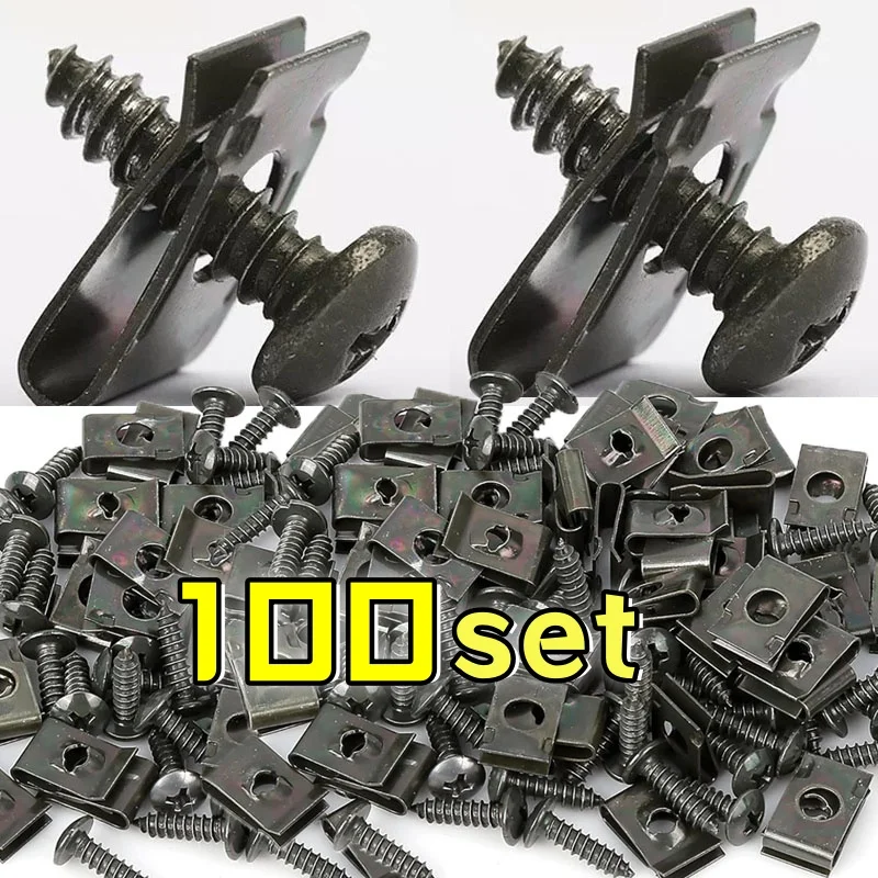 

Car Screw Base Bayonet Clip Self-Tapping Screw U-Clip Car Conversion Clip Fender Bumper Protector Clip Screw for Car Motorcycle