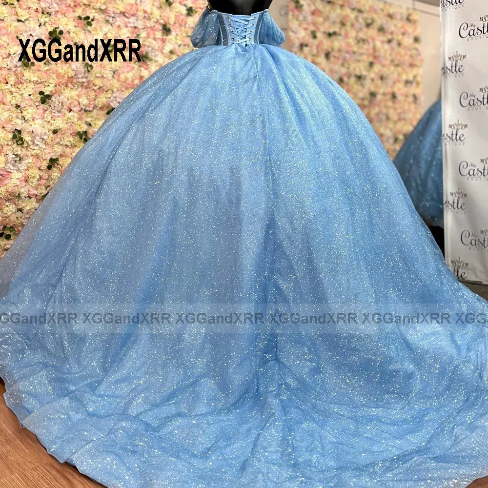 Nowy Royal Blue Quinceanrea suknie 2023 Sweetheart kryształy Rhinestone bez kości Satin Ball suknia słodkie 15 16th suknia na przyjęcie urodzinowe