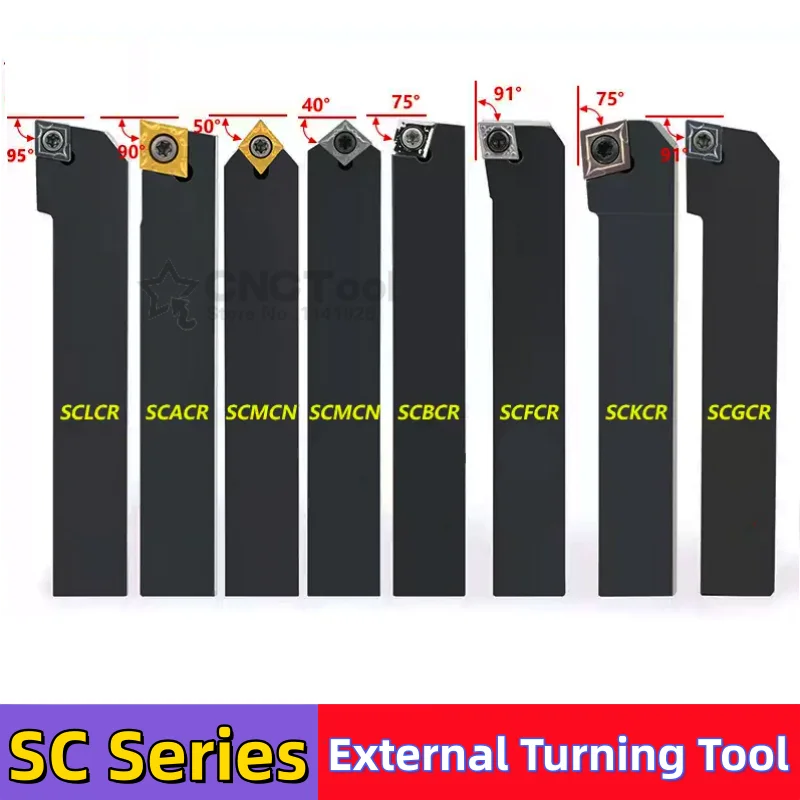 

1PC SCLCR1010 1212 1616 2020 SCKCR SCFCR SCMCN SCGCR SCBCR SCACR External Turning Tool Holder For Used on CNC Lathe Machine
