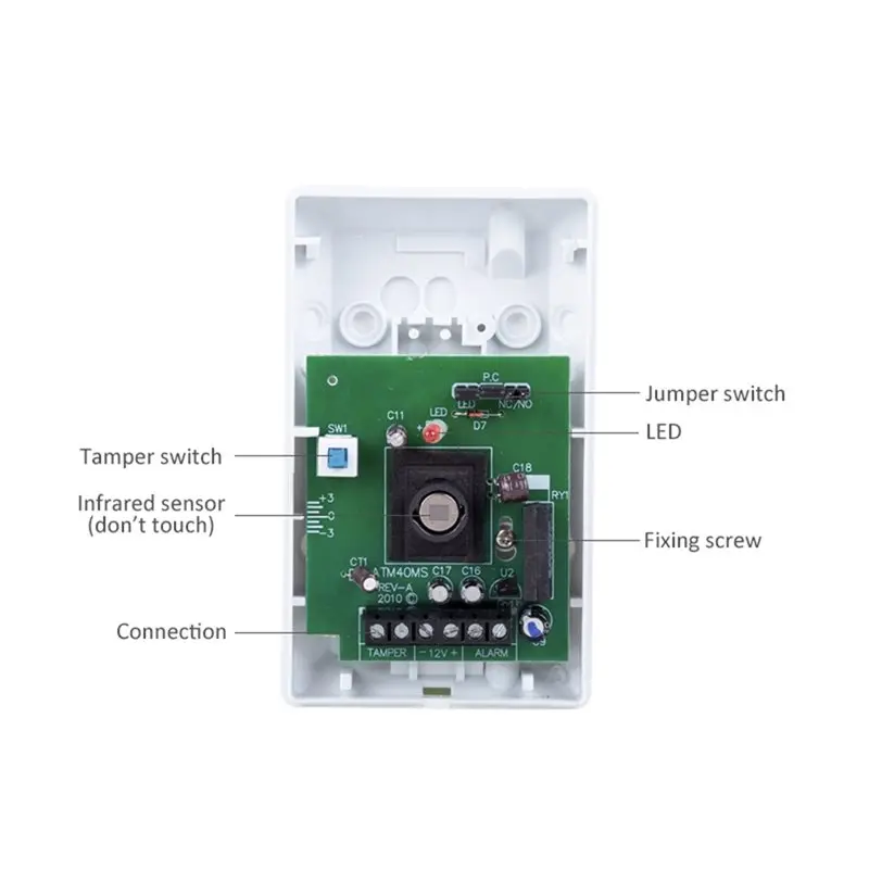 JABS-Jumper Switch 100° 12M Wide Range Detection 12V Wired Infrared Motion Sensor Pet Friendly With Anti-Tamper Function
