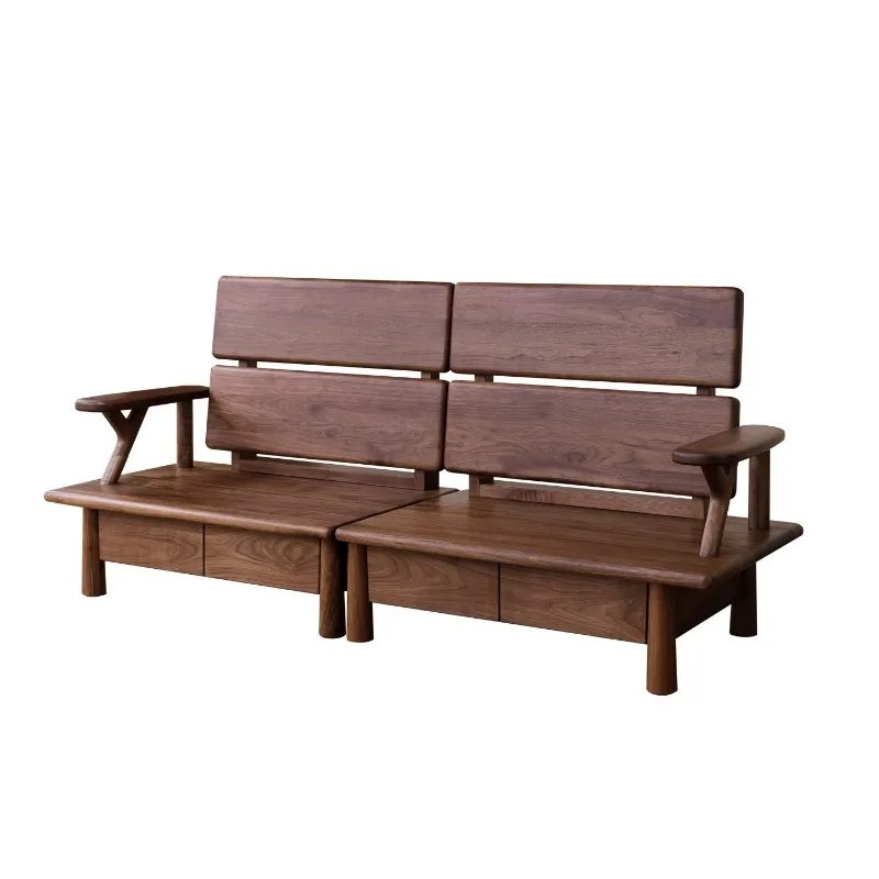 

Black walnut solid wood sofa home living room multi-function