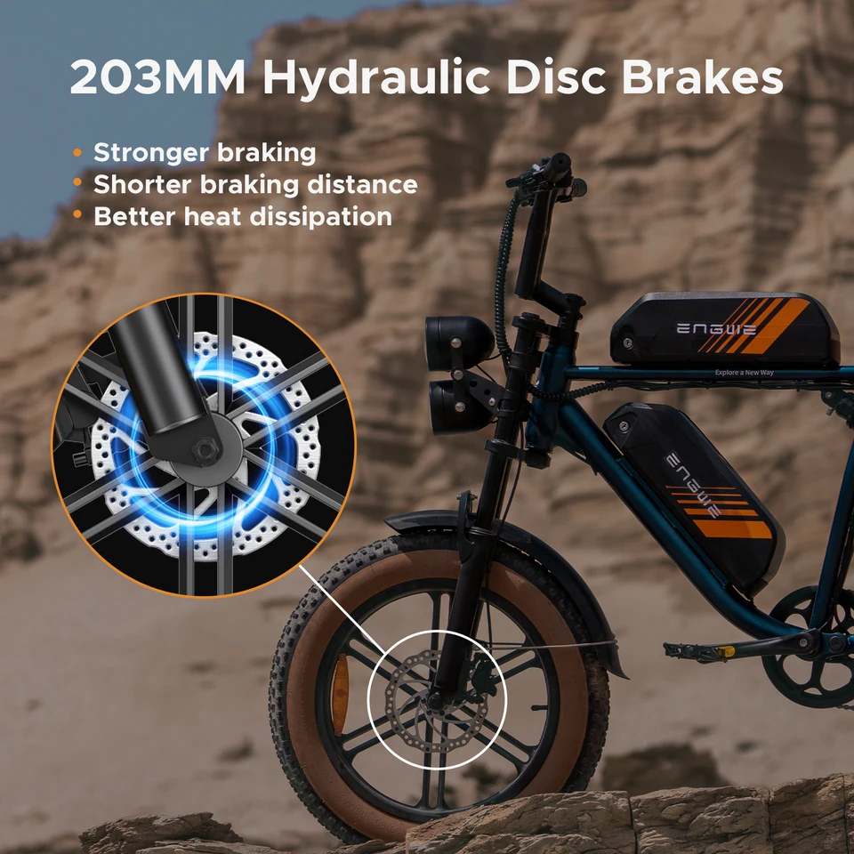 ENGWE M20 2.0 750W Electric Bike, 1200W Peak, 52V 15.6Ah, 28 MPH, 81-Mile Range, 20x4 Fat Tires, Hydraulic Disc Brakes image 7
