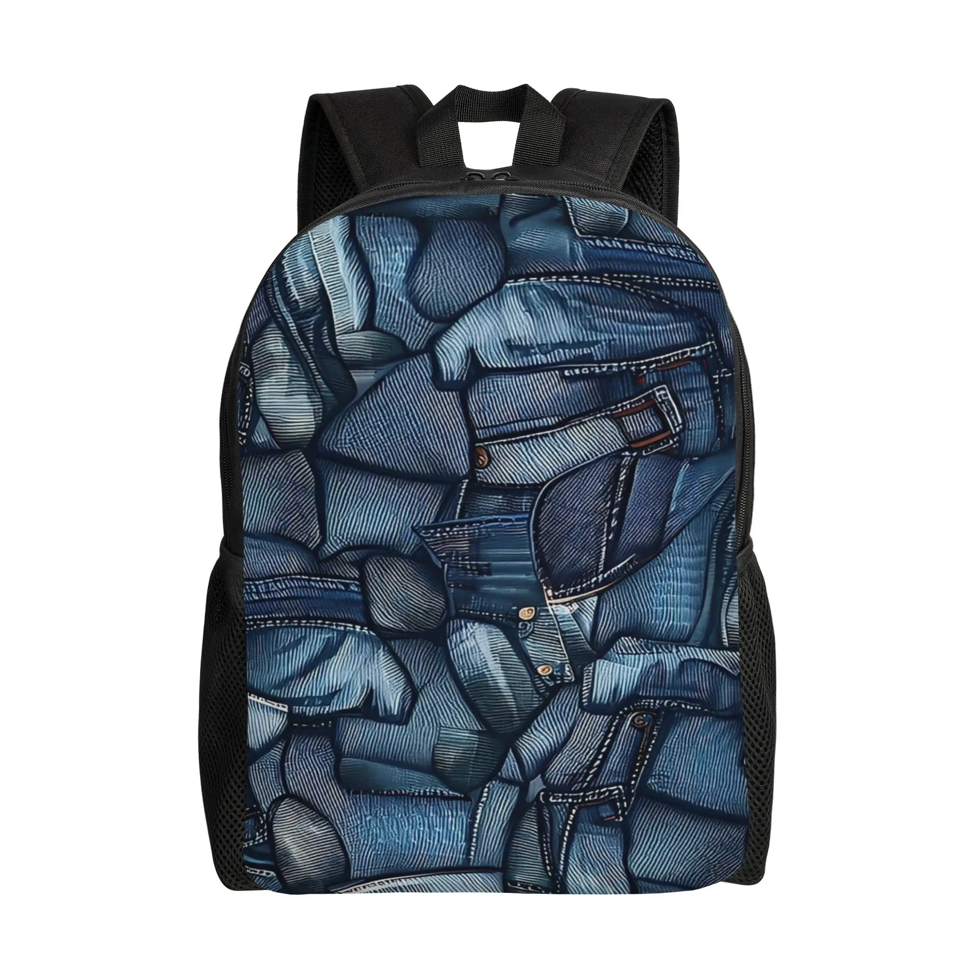 Back to school season Casual Stylish Denim Print with Textured Finish Laptop Bag  Female Backpack
