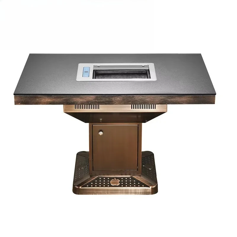 Commercial Electric Hot Pot Table Set Indoor Outdoor Non Smoking Restaurant Furniture Korean BBQ Grill