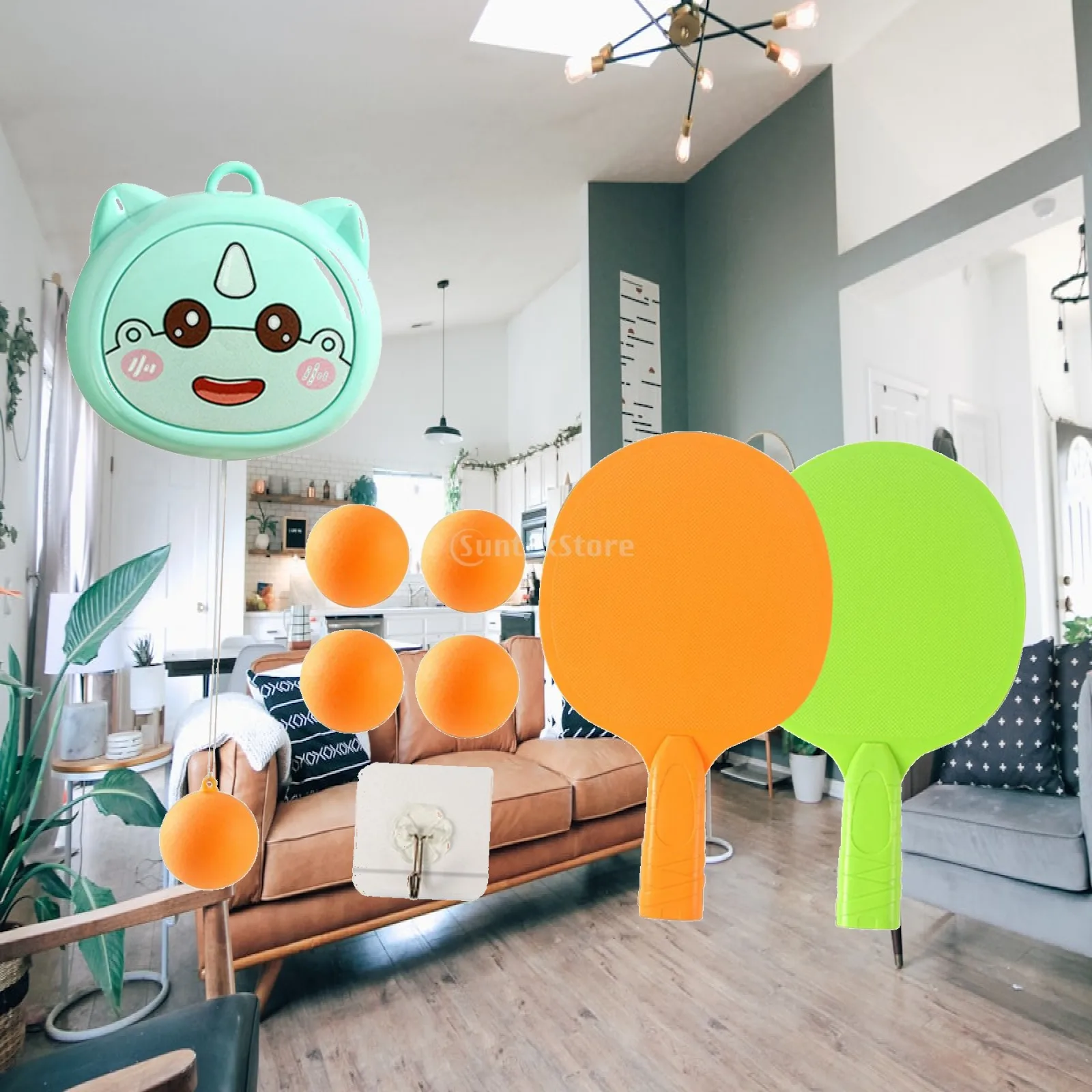 

Hanging Table Tennis Trainer Parent Child Interaction Toy Self Training Device with Rackets and Balls Kids Trainer Girls Kids