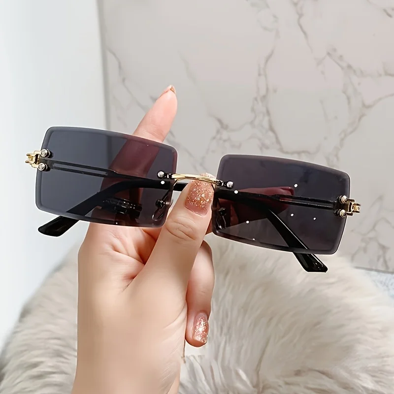 Rimless Sunglasses For Women Men Luxury Brand Vintage Sun Glasses Fashion Shades  Travel Outdoor Sunglasses