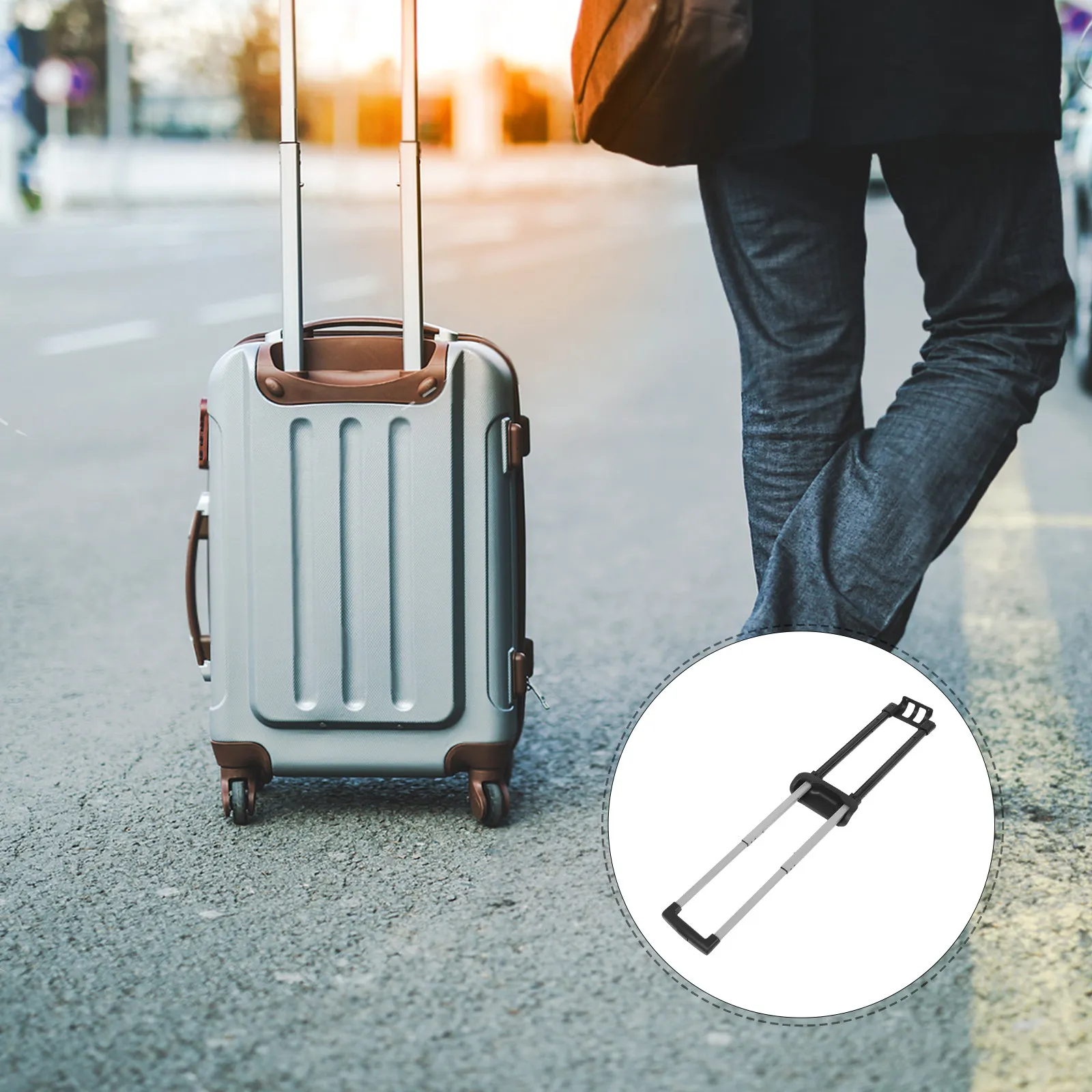 

Telescopic Luggage Handle Replacement Heavy Duty Iron Suitcase Pull Rod for Hard Shell Trolley Extension Handle Travel
