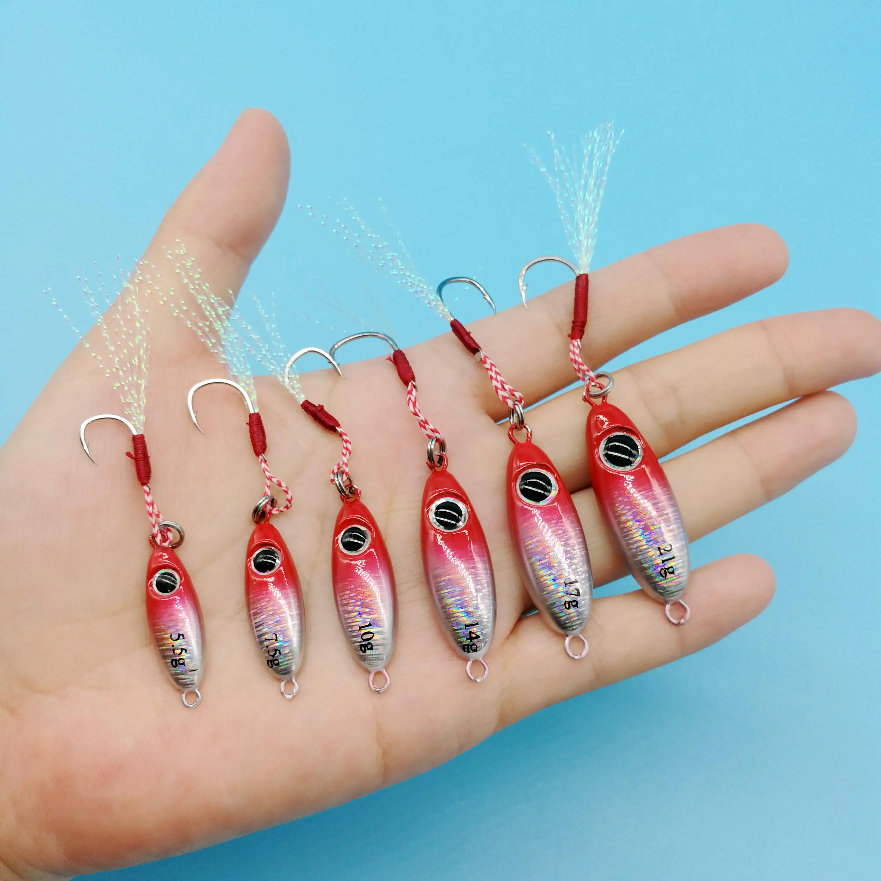 

HOOFISH 20PCS/LOT Mini Metal Jig Fishing Lure 5.5g/7.5g/10g/14g/17g/21g Jigging Spoon Artificial Bait Jigging Fishing Tackle