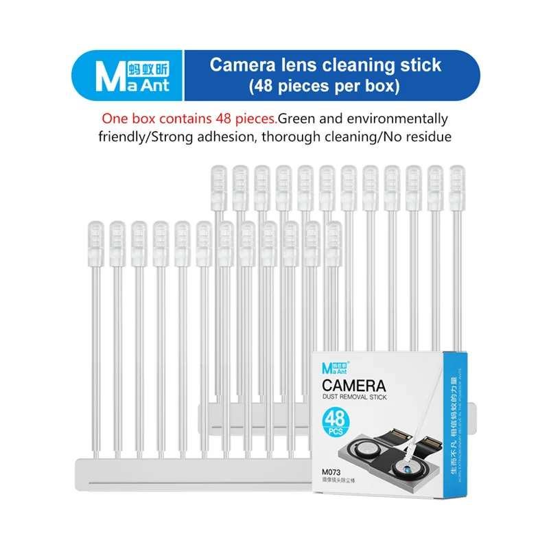 MaAnt M073 48pcs Camera Lens Dust Removal Rod for Phone No Residue Without Damaging Component 360° All Round Cleaning Tool