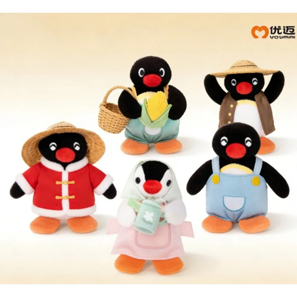 Peluche de la Serie Youmai Happy Farm, Versión Suave, de la Serie de Dibujos Animados Pingu Altamente Restaurada, Juguete de Moda Exquisito, Caja Sorpresa Pingu, Juguete de Moda Pingu