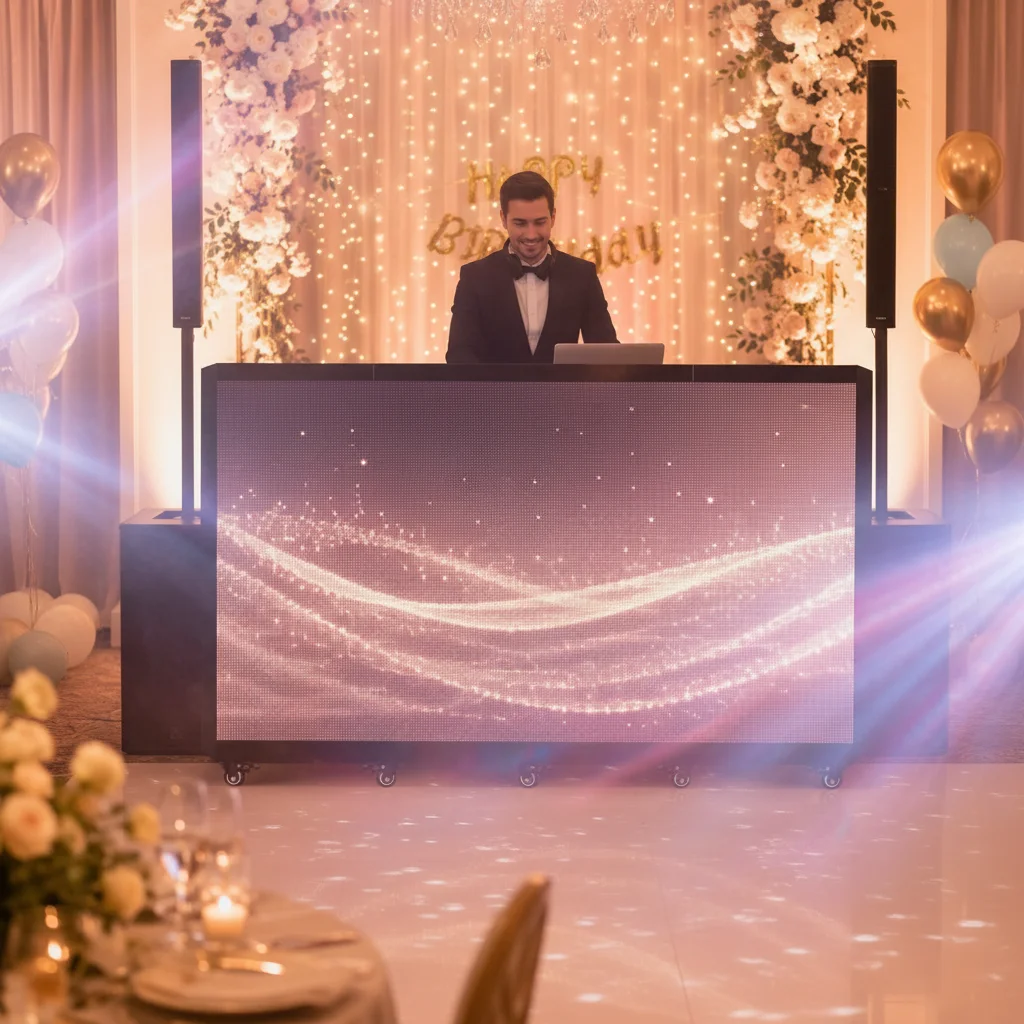 Durable Waterproof GOB LED DJ Booth Foldable Portable DJ Station LED Screen For Live DJ Performance & Wedding Activities