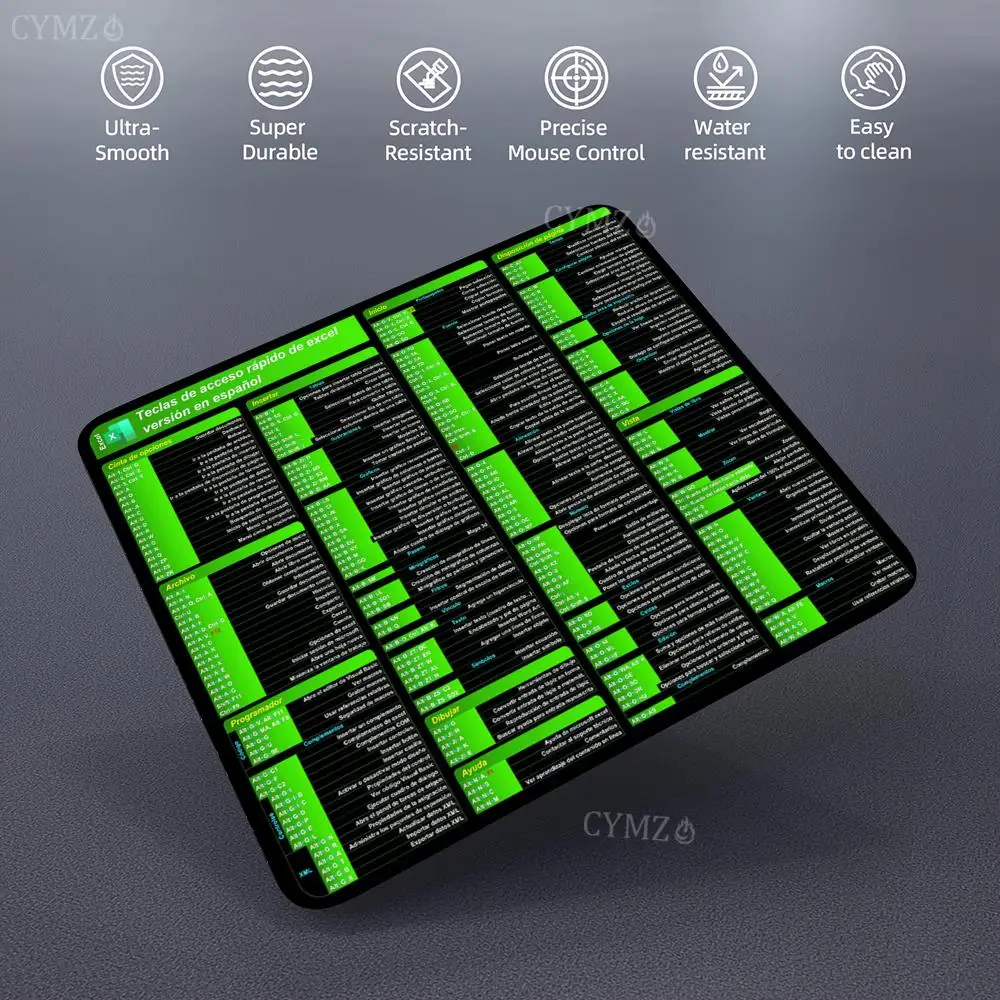 مفاتيح اختصار إسبانية Excel لوحة ماوس صغيرة 29X25CM حصيرة مكتبية طباعة عالية الدقة حافة مخيطة ملحقات مكتبية لوحة ماوس مكتبية