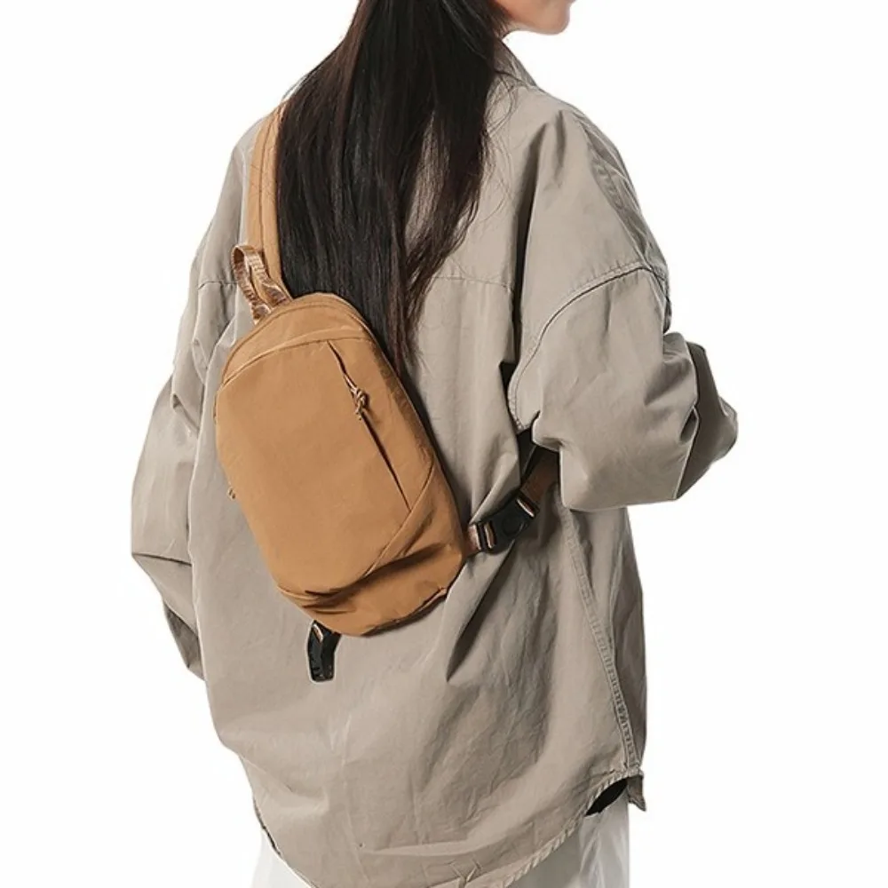 

Solid Color Men's Chest Bag Large Capacity Korean Style Nylon Shoulder Bag Multifunctional Adjustable Shoulder