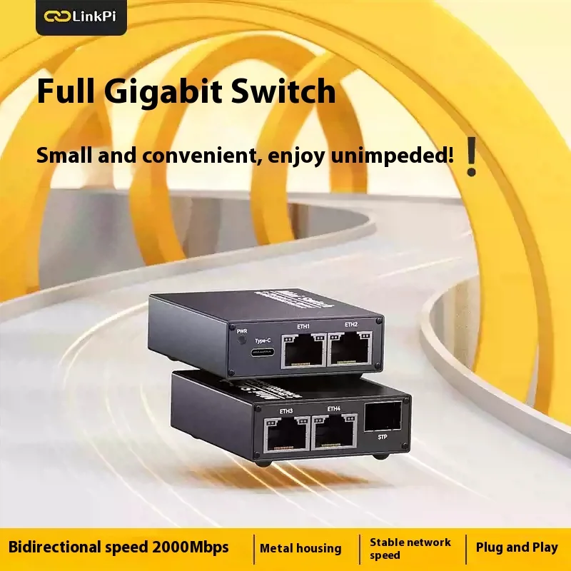 

MiniSwitch 5-портовый гигабитный промышленный коммутатор 4x RJ45 + 1x SFP Металлическое настенное крепление Широкое напряжение 12–48 В