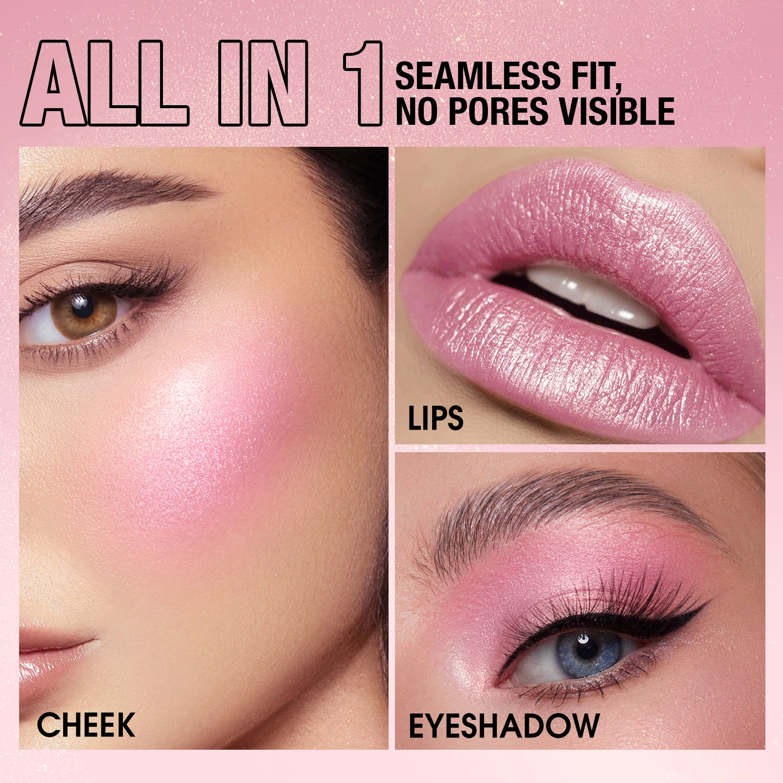 Fine glitter blush stick, moisturizing and silky mermaid pink, long-lasting and waterproof grapefruit orange, apple red, ideal g