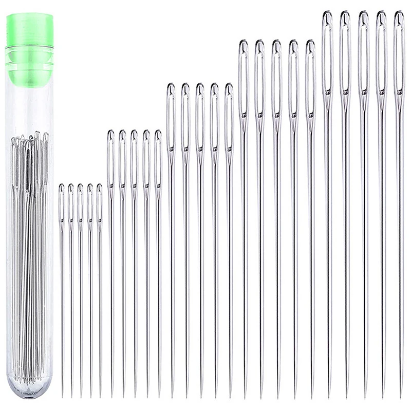 25 Pcs Stainless steel Large Eye Stitching Needles 1.6/1.8/2/2.2/2.4 Inch Embroidery Sewing Needles Yarn Knitting Sewing Tool